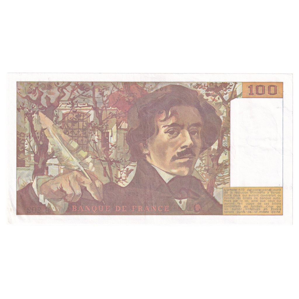 Francia, 100 Francs, Delacroix, 1991, B.202, BB, Fayette:69bis.3c1