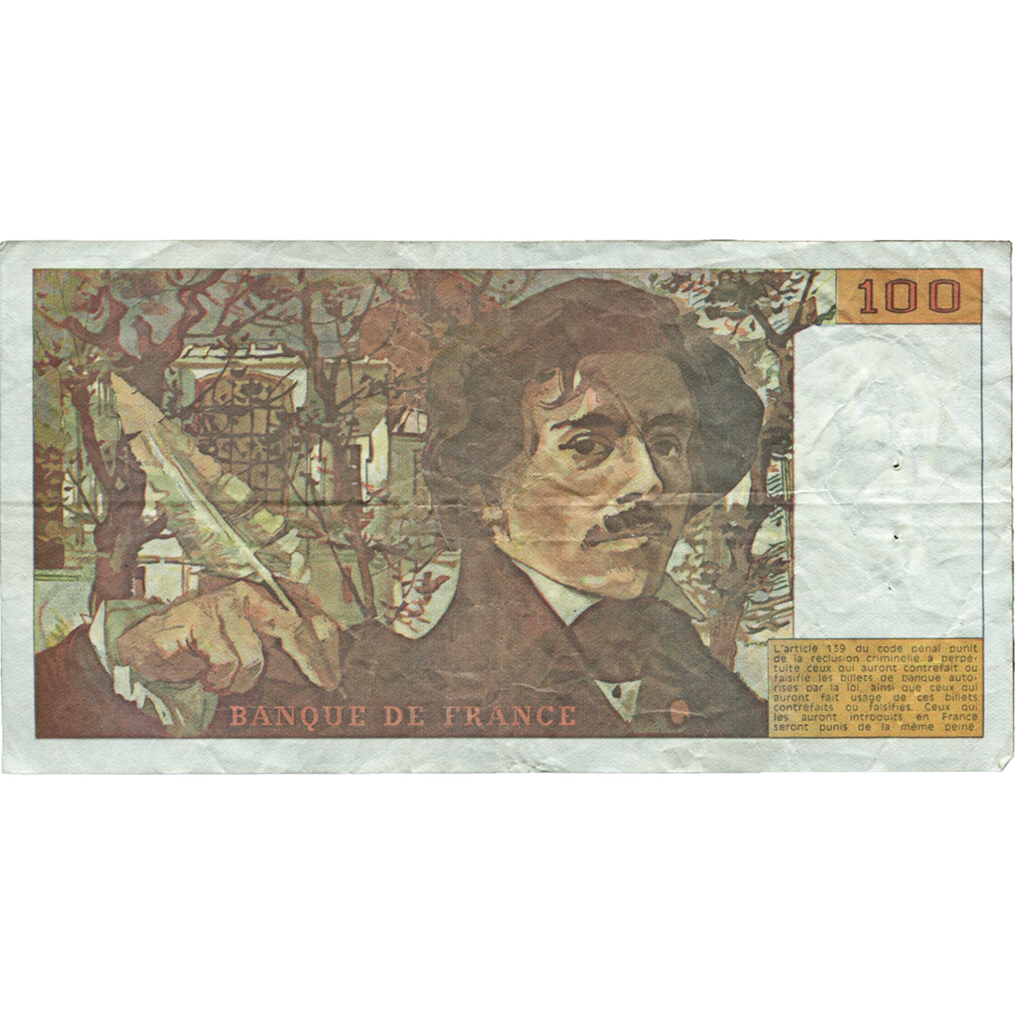 Francia, 100 Francs, Delacroix, 1990, N.188, MBC, Fayette:69bis.2e1