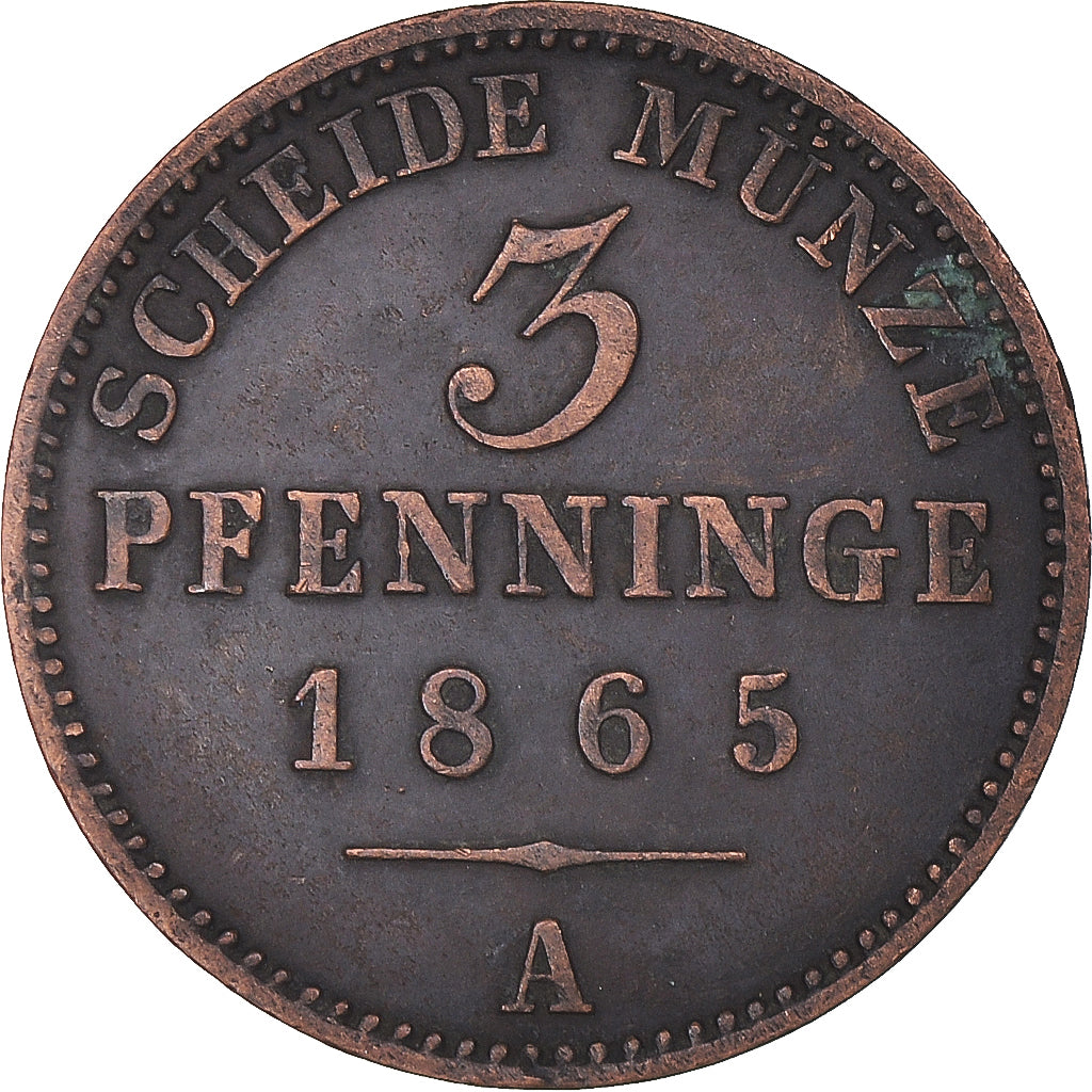 Coin, German States, 3 Pfennig, 1865