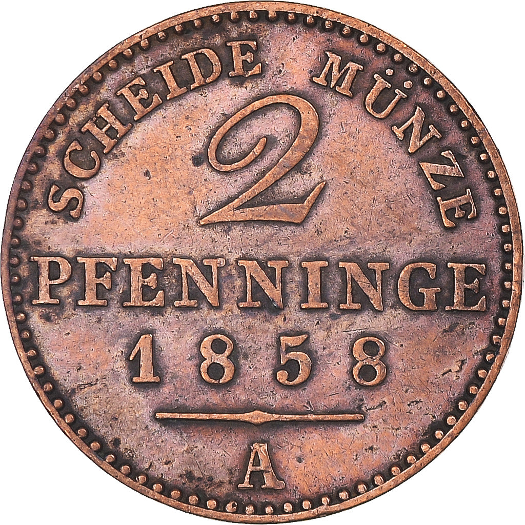 Coin, German States, 2 Pfennig, 1858
