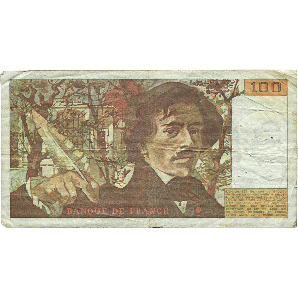 Francia, 100 Francs, Delacroix, 1981, G.51, BC+, Fayette:69.5