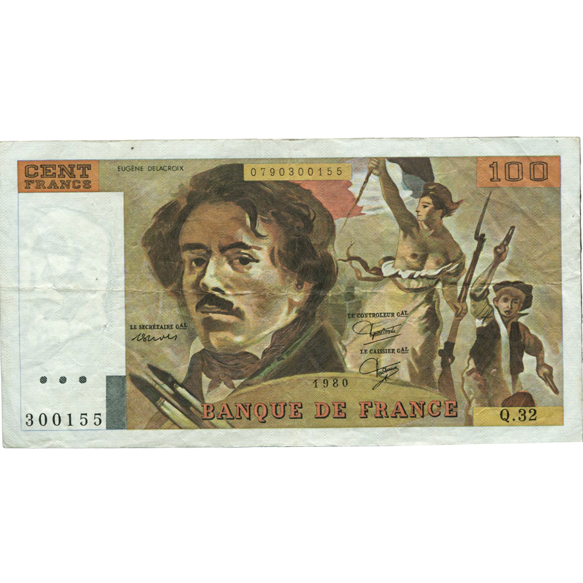 Frankreich, 100 Francs, Delacroix, 1980, Q.32, SS, Fayette:69.4a