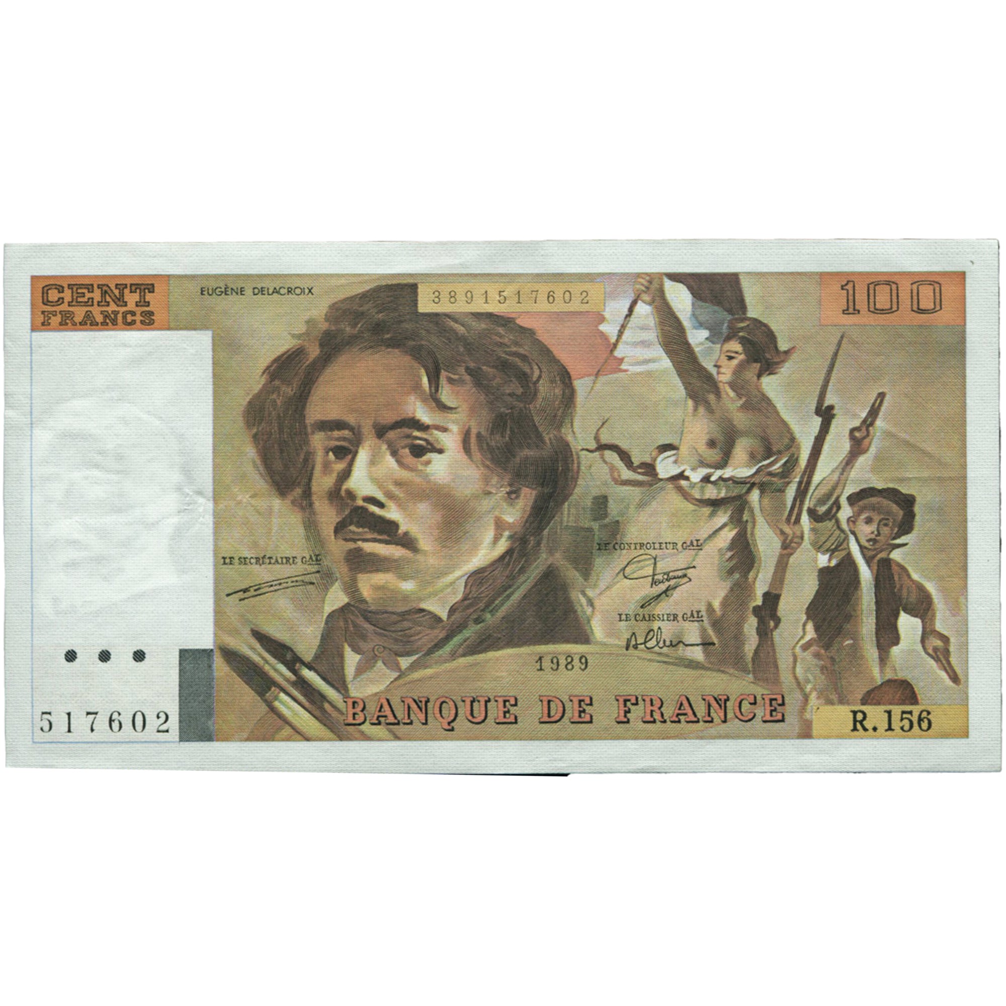 Francia, 100 Francs, Delacroix, 1989, R.156, MBC, Fayette:69.13d