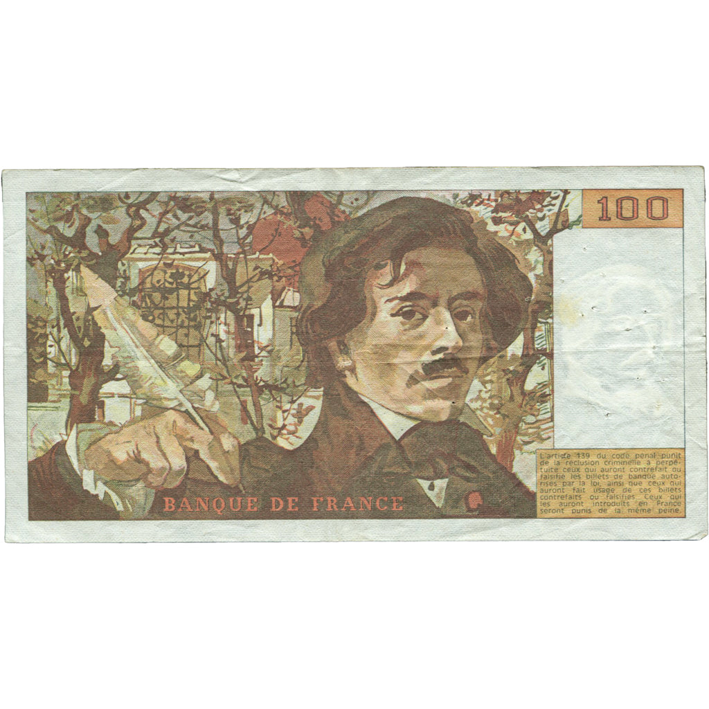 Francja, 100 Francs, Delacroix, 1989, R.134, EF(40-45), Fayette:69.13a