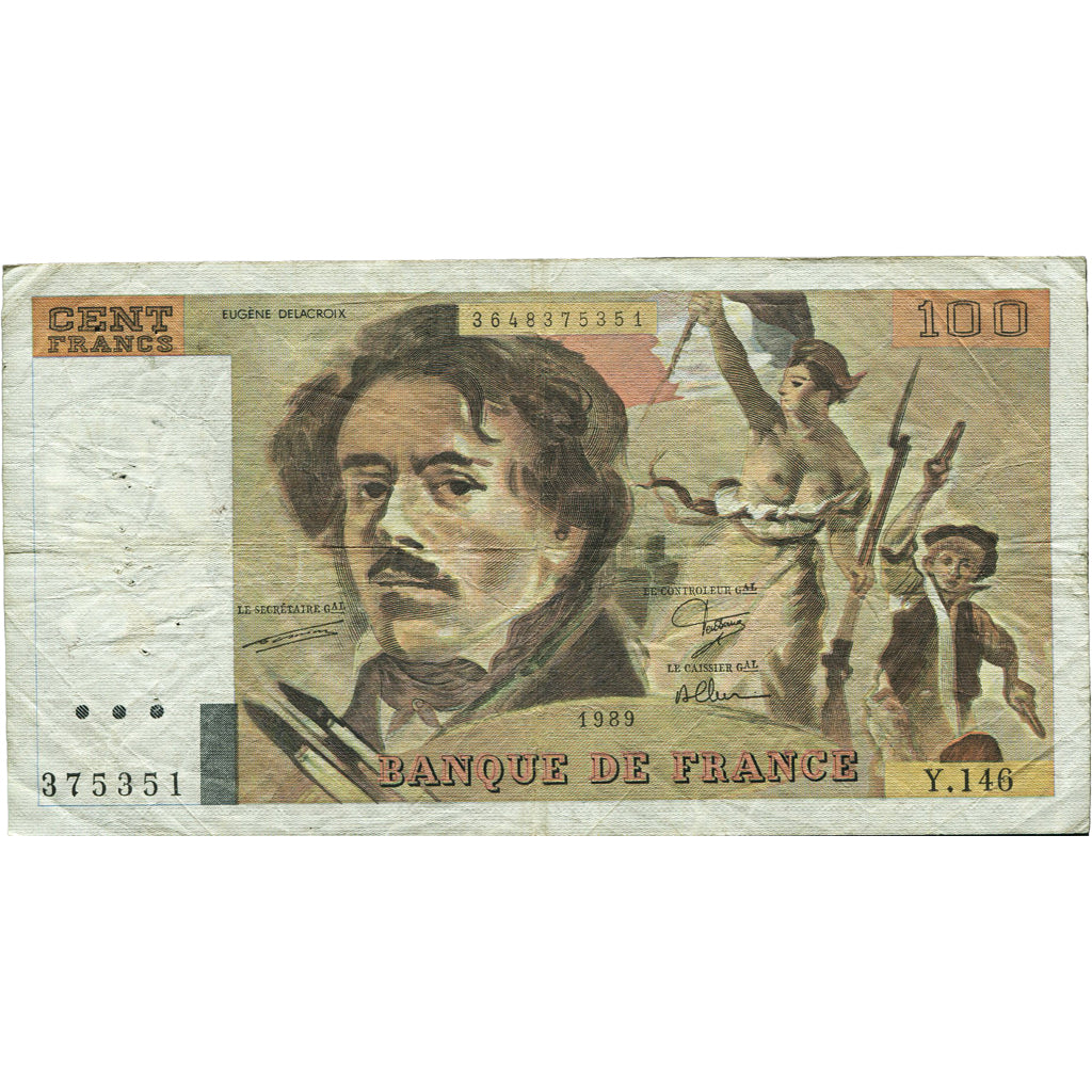 Francia, 100 Francs, Delacroix, 1989, Y.146, MBC, Fayette:69.13C