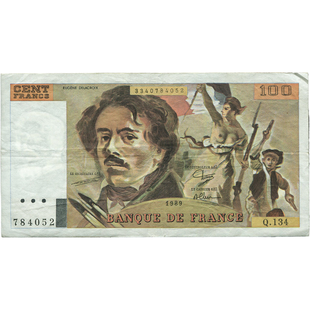 Frankreich, 100 Francs, Delacroix, 1989, Q.134, SS, Fayette:69.13a