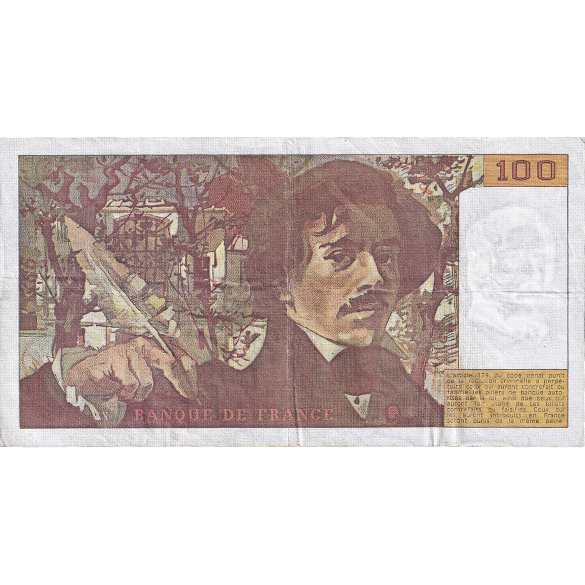 France, 100 Francs, Delacroix, 1990, K.169, EF(40-45), Fayette:69bis.2c