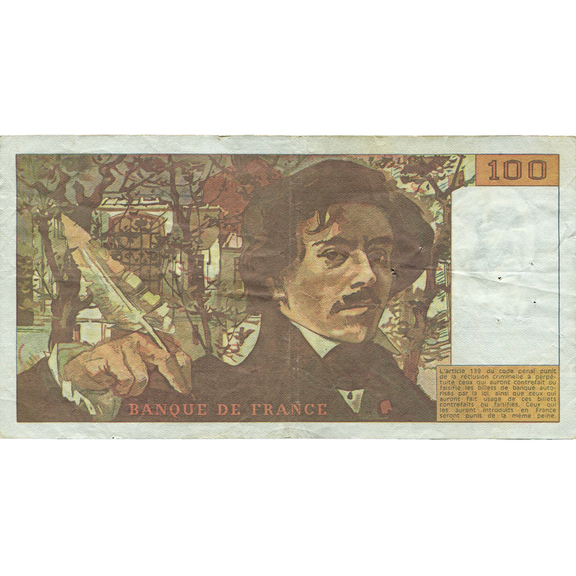 Francia, 100 Francs, Delacroix, 1990, J.159, MBC, Fayette:69bis.2b