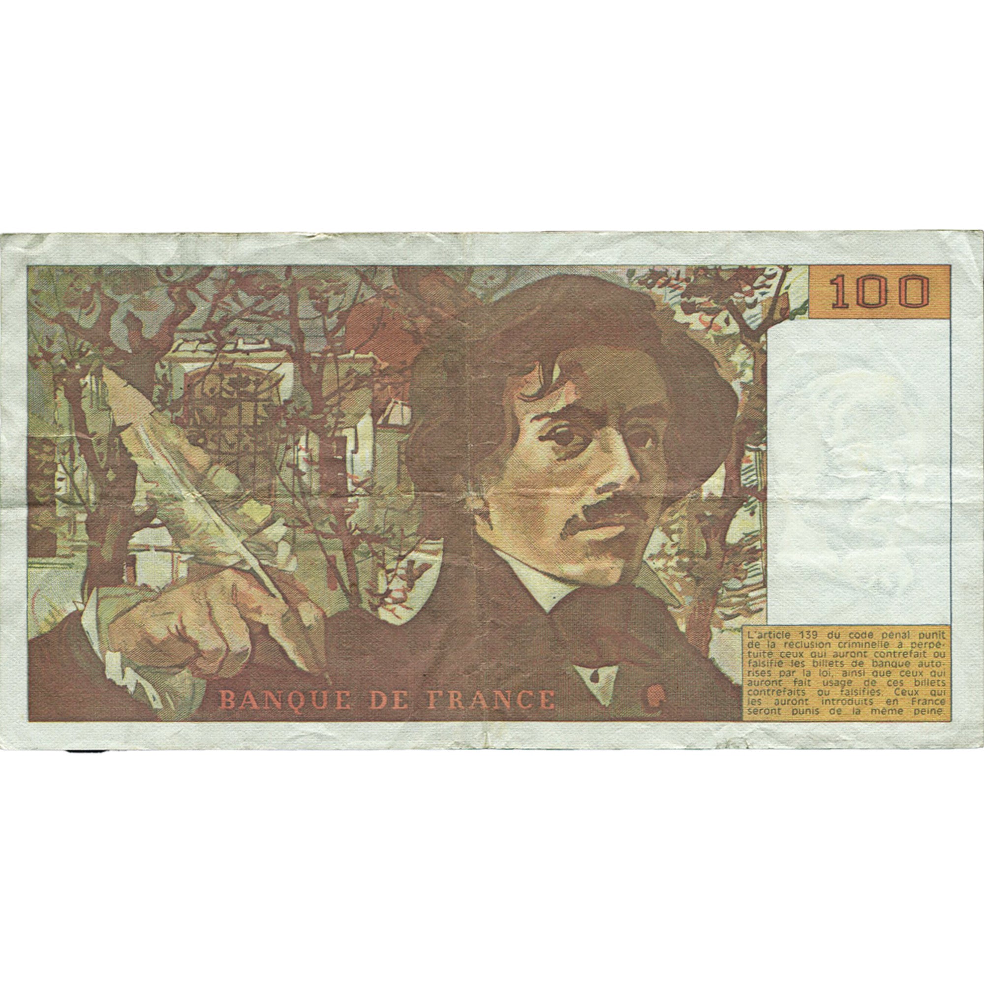 Francia, 100 Francs, Delacroix, 1990, H.169, BB+, Fayette:69bis.2b