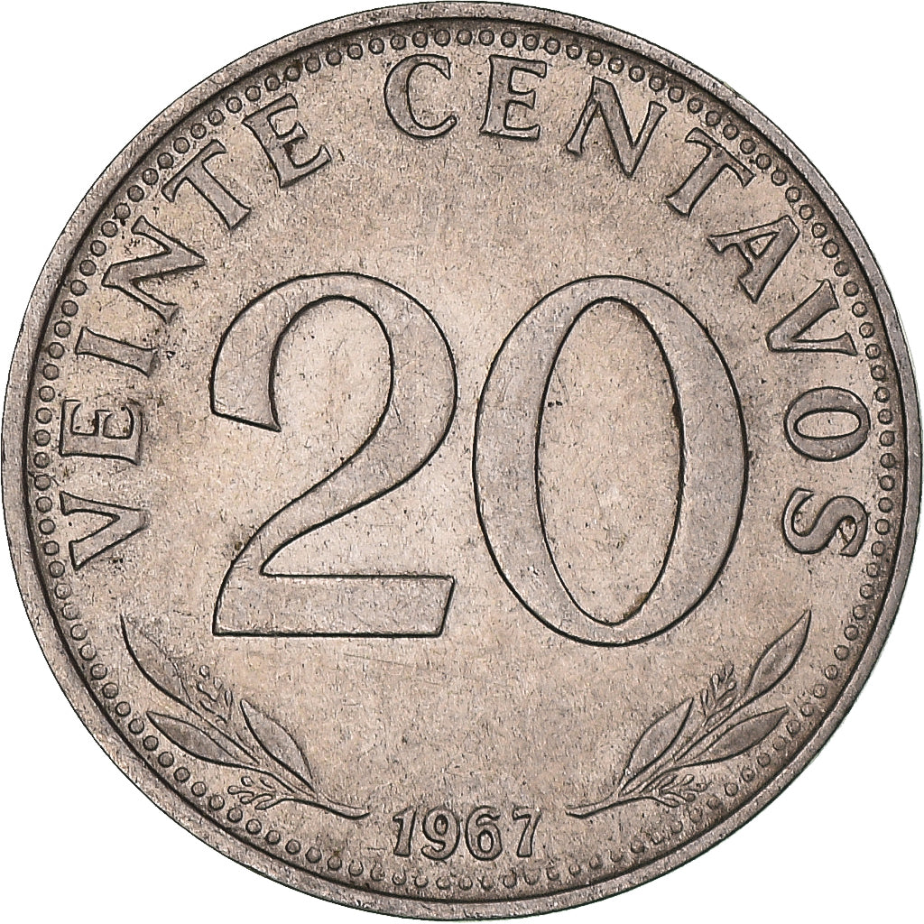 Coin, Bolivia, 20 Centavos, 1967
