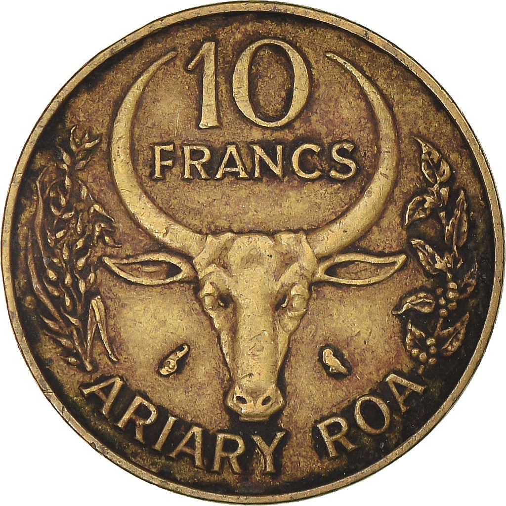 Moneta, Madagascar, 10 Francs, 2 Ariary, 1972