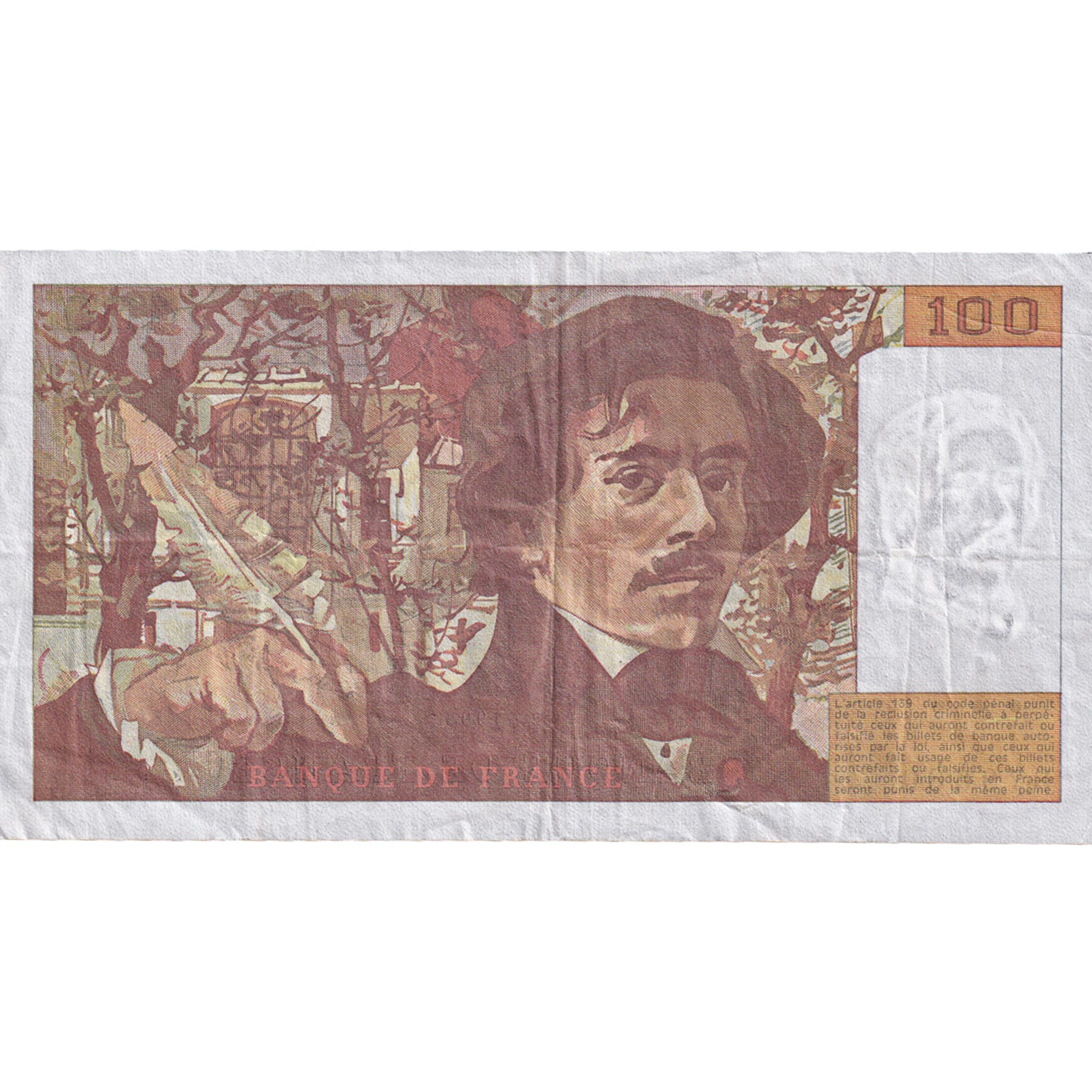 France, 100 Francs, Delacroix, 1993, L.231, EF(40-45), Fayette:69bis.8