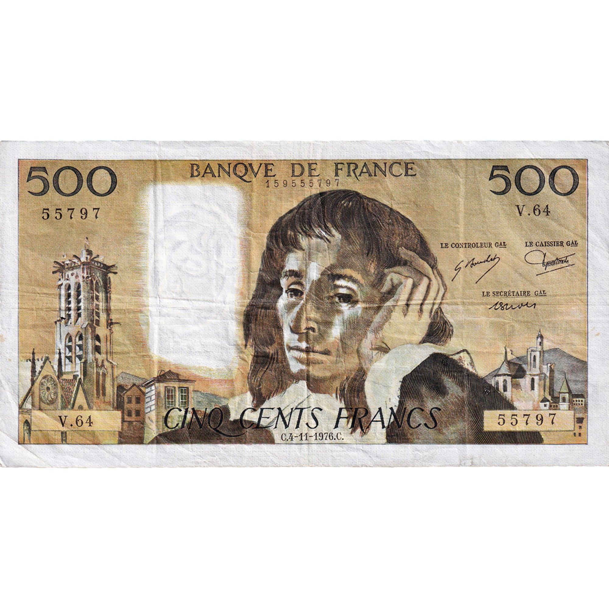 Frankreich, 500 Francs, Pascal, 1976, V.64, S+, Fayette:71.15