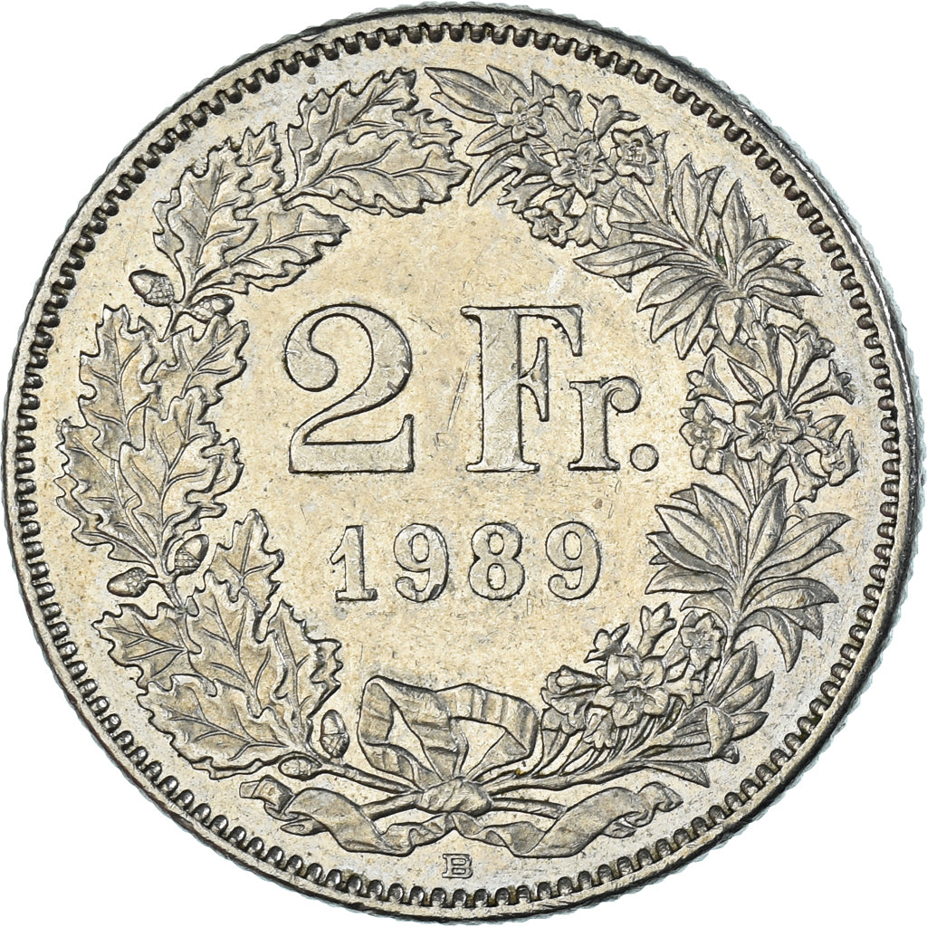 Moneda, Suiza, 2 Francs, 1989