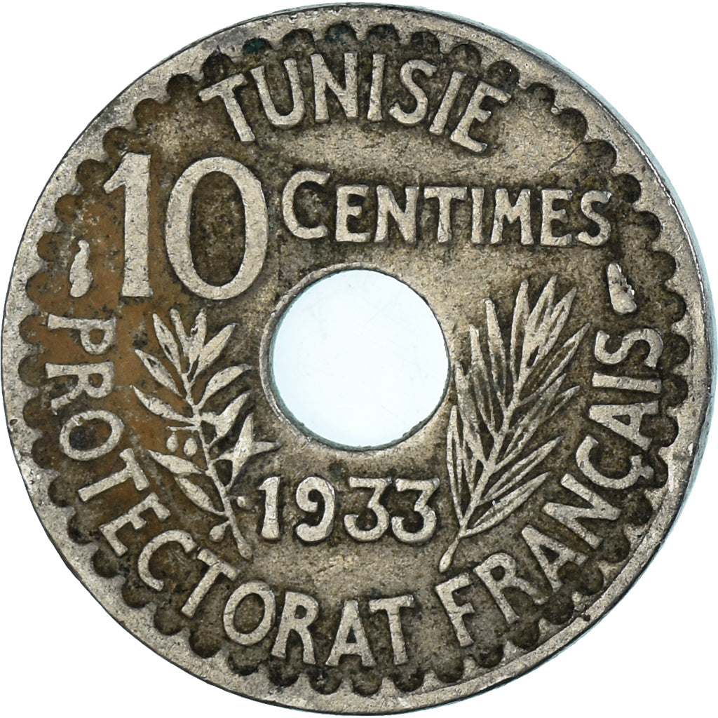 Munten, Tunisië, 10 Centimes, 1933