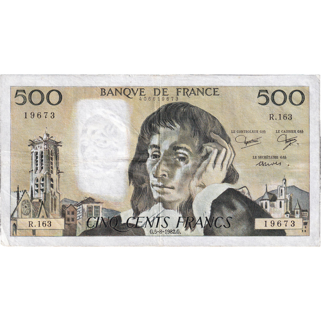 Frankreich, 500 Francs, Pascal, 1982, R.163, SS, Fayette:71.27