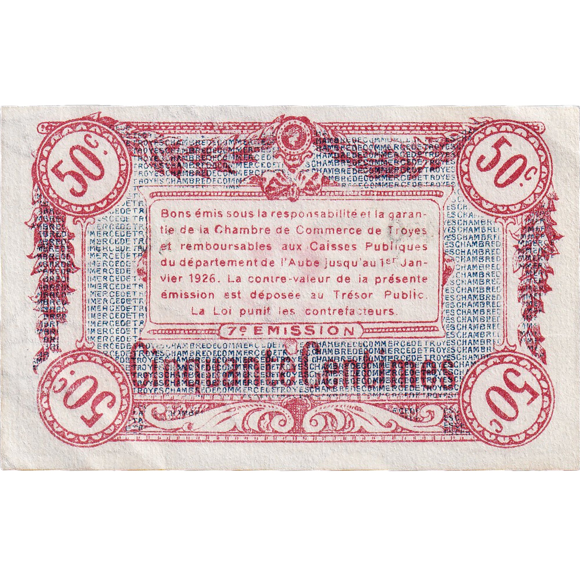 Frankreich, Troyes, 50 Centimes, 1918, Chambre de Commerce, VZ, Pirot:124-9