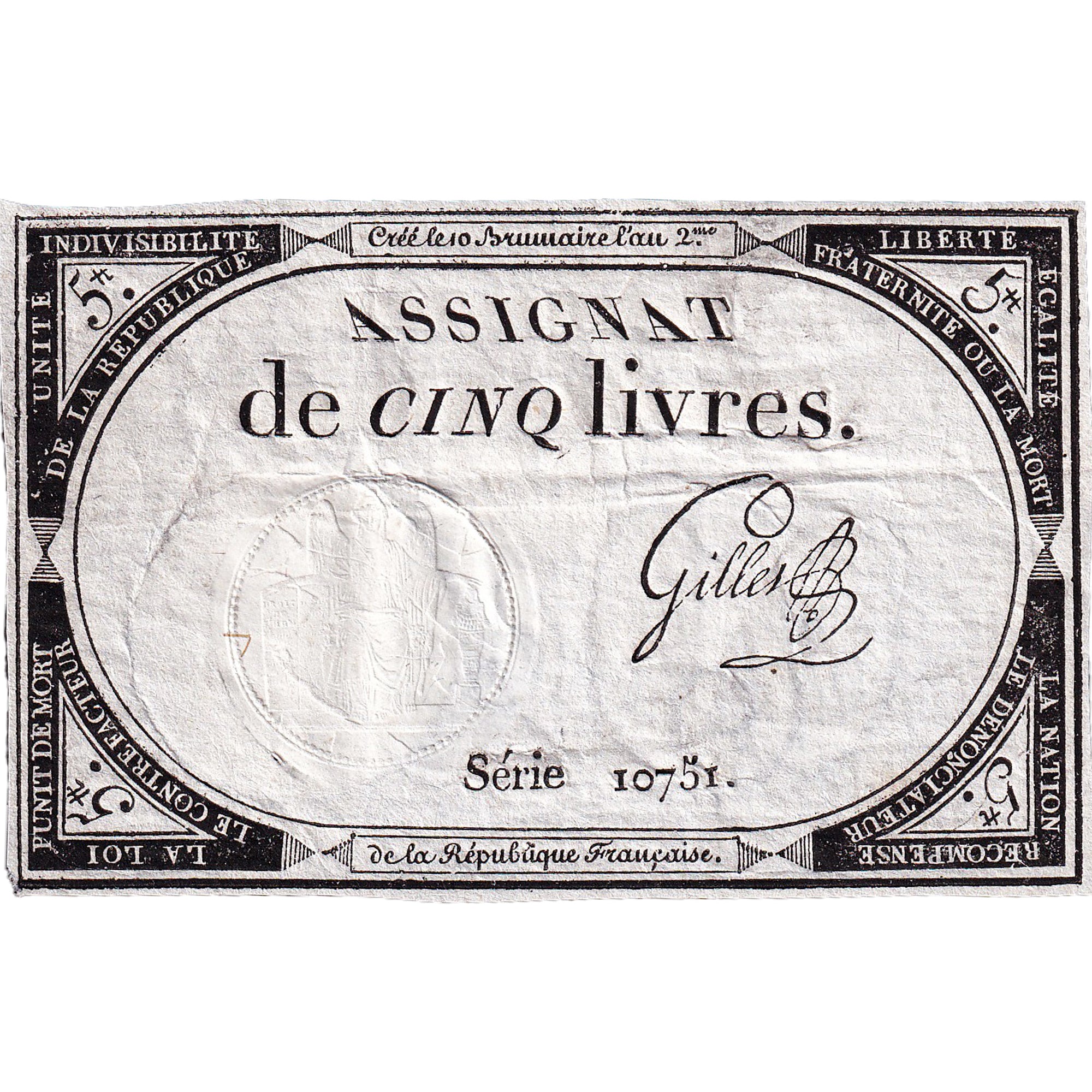 France, 5 Livres, An 2, SERIE 10751, TTB, KM:A76, Lafaurie:171