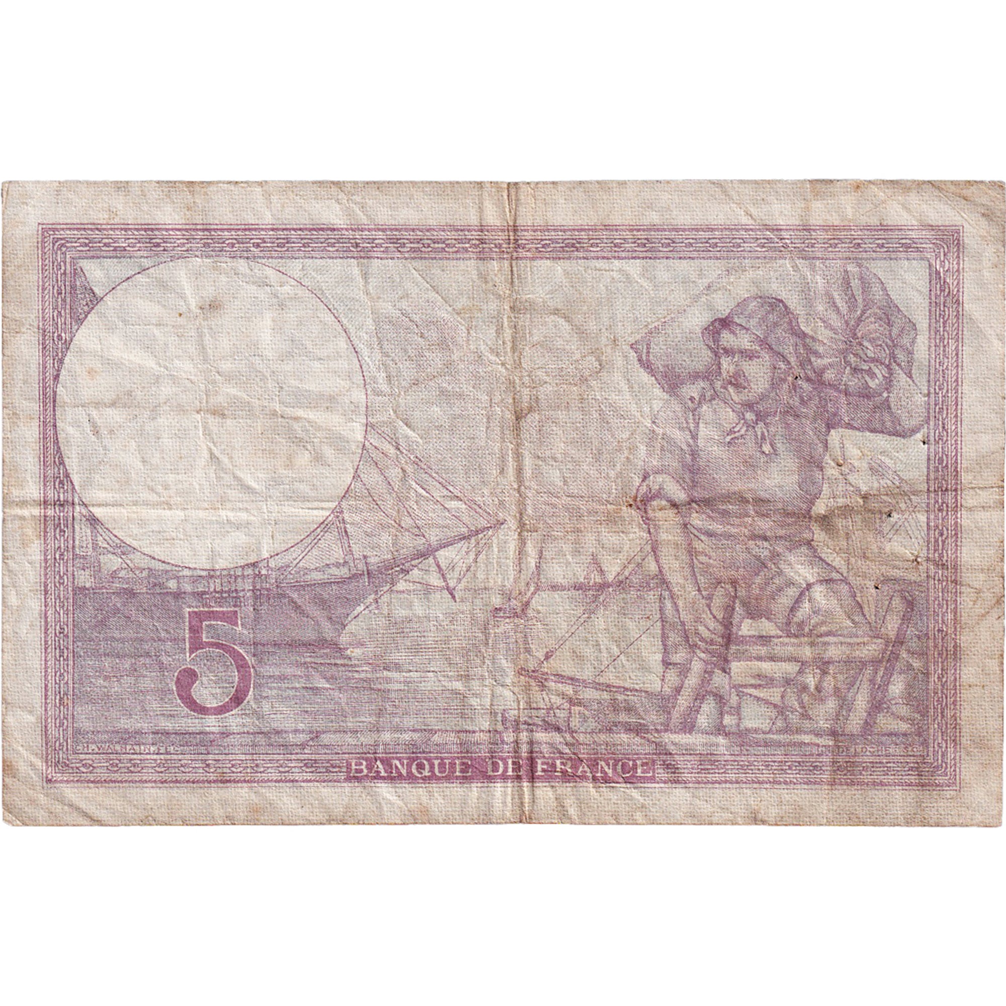 France, 5 Francs, Violet, 1939, O.65751, TB, Fayette:04.14