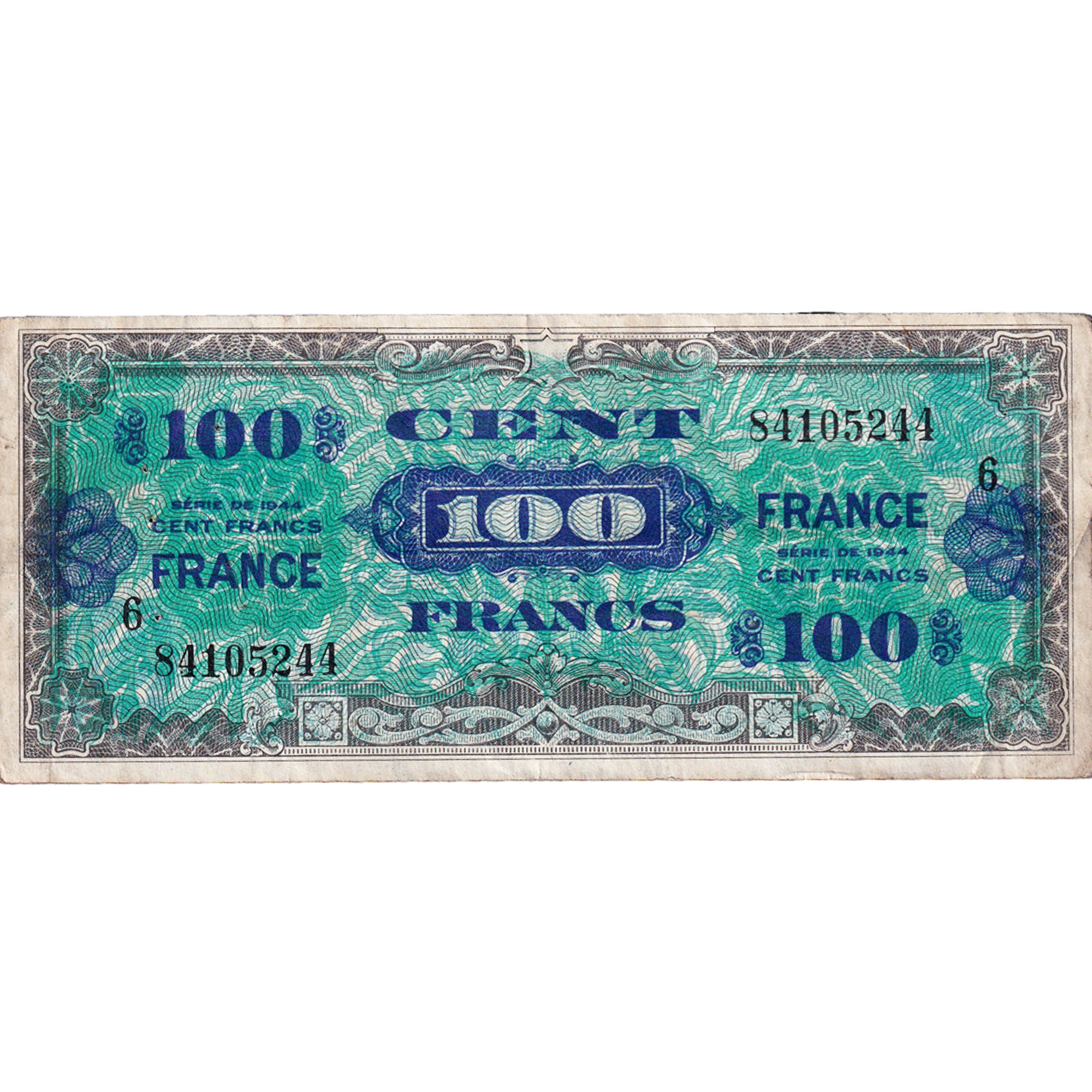Francia, 100 Francs, Flag/France, 1945, 84105244, BC+, Fayette:VF25.6