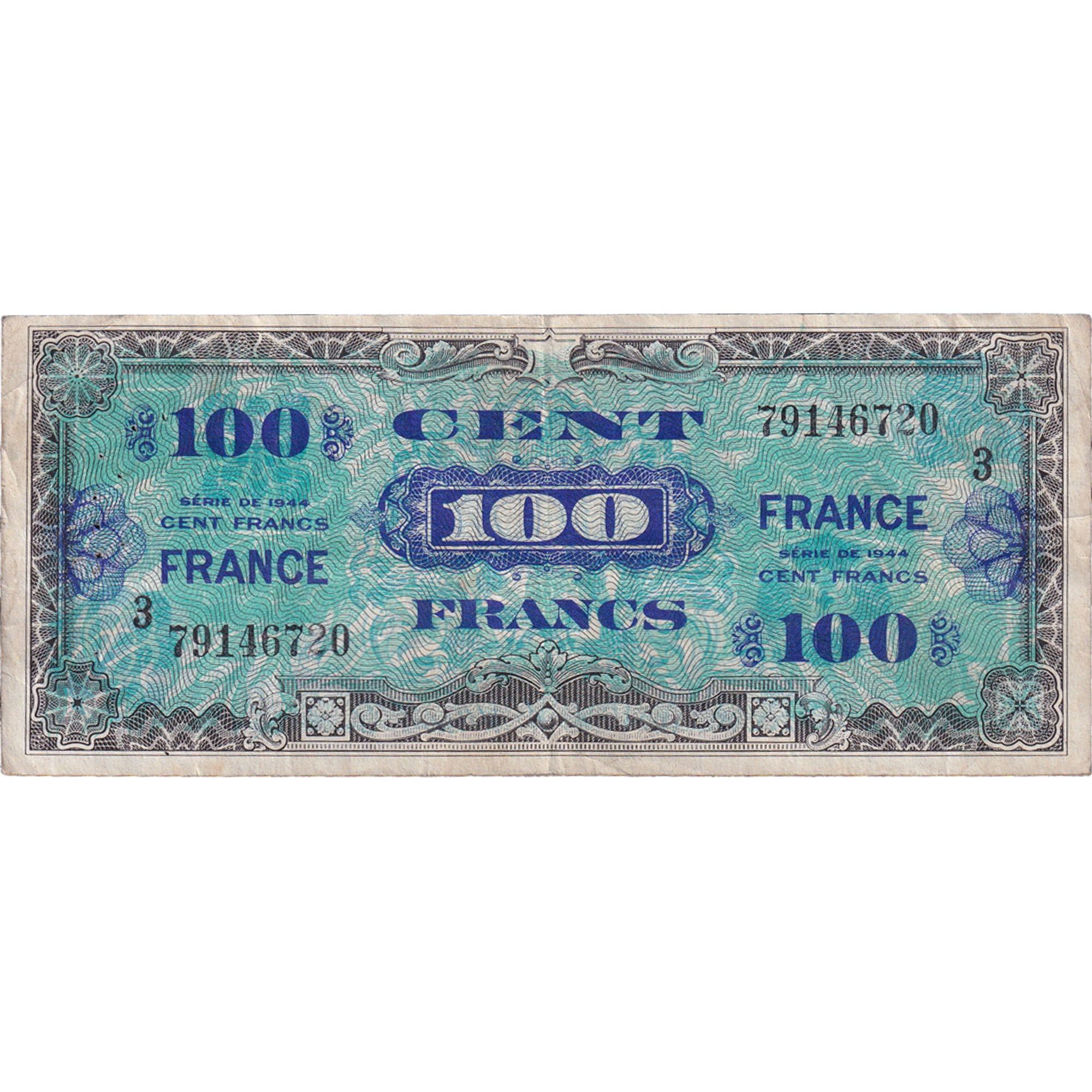 Frankrijk, 100 Francs, Flag/France, 1945, 79146720, TB+, Fayette:VF25.3