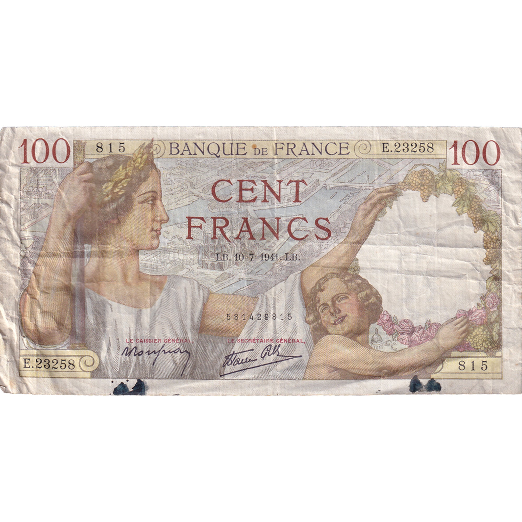 Francia, 100 Francs, Sully, 1941, E.23258, MB+, Fayette:26.55