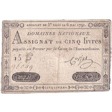 Francja, 5 Livres, 1791, 15G96049, VF(30-35), KM:A42, Lafaurie:137