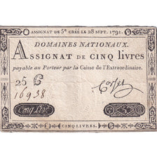 France, 5 Livres, 1791, 25G16938, TB+, KM:A49, Lafaurie:144