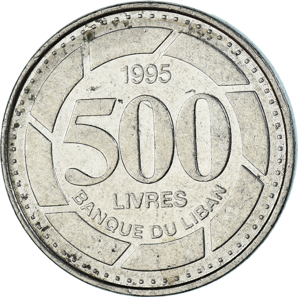 Coin, Lebanon, 500 Livres, 1990