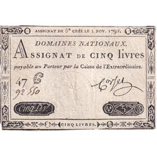 Francia, 5 Livres, 1791, 47C92550, BC+, KM:A50, Lafaurie:145
