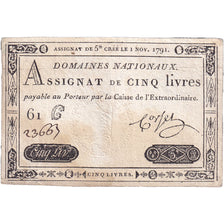 Francja, 5 Livres, 1791, 61C23663, VF(30-35), KM:A50, Lafaurie:145