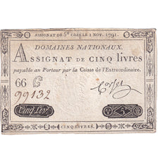 France, 5 Livres, 1791, 66C99132, VF(30-35), KM:A50, Lafaurie:145