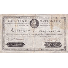 France, 50 Livres, 1790, A N° 10001, TB+, KM:A34, Lafaurie:129