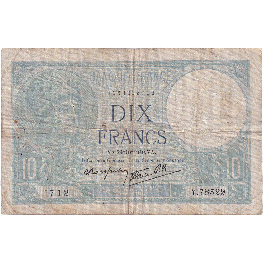 Frankreich, 10 Francs, Minerve, 1939, Y.78529, S, Fayette:7.18, KM:84