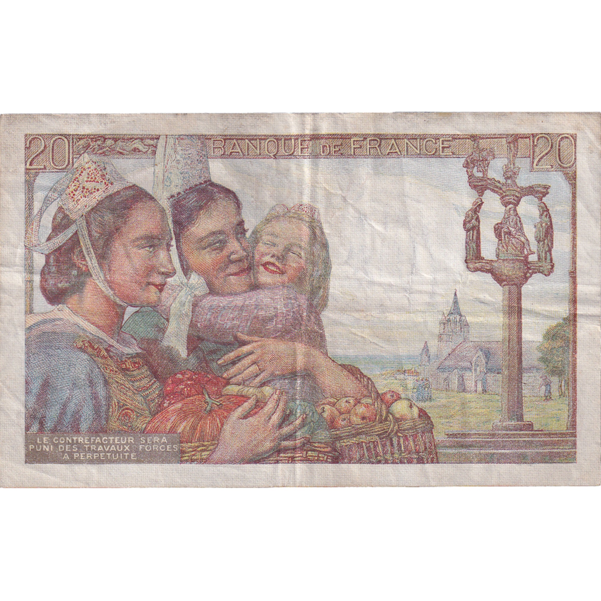 França, 20 Francs, Pêcheur, 1942, W.35, EF(40-45), Fayette:13.3, KM:100a