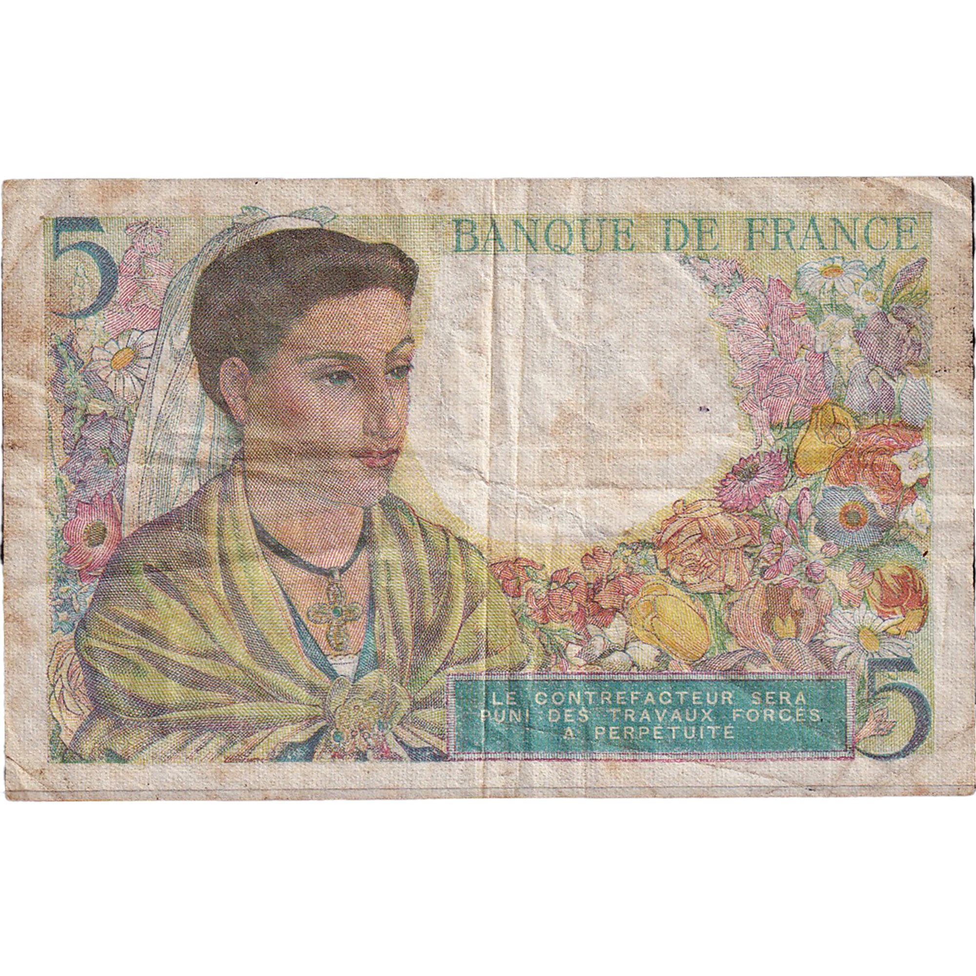 Francia, 5 Francs, Berger, 1943, N.17, MB, Fayette:5.1, KM:98a