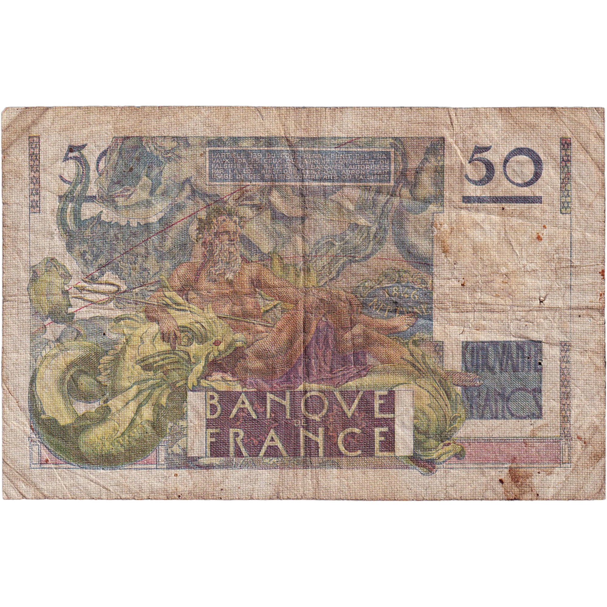 Francia, 50 Francs, Le Verrier, 1950, U.158, BC+, Fayette:20.16, KM:127c