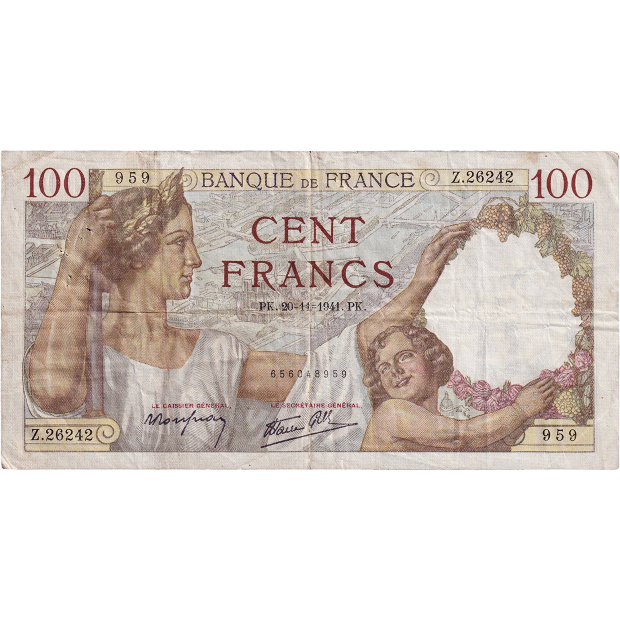 Frankreich, 100 Francs, Sully, 1941, Z.26242, S+, Fayette:26.61, KM:94