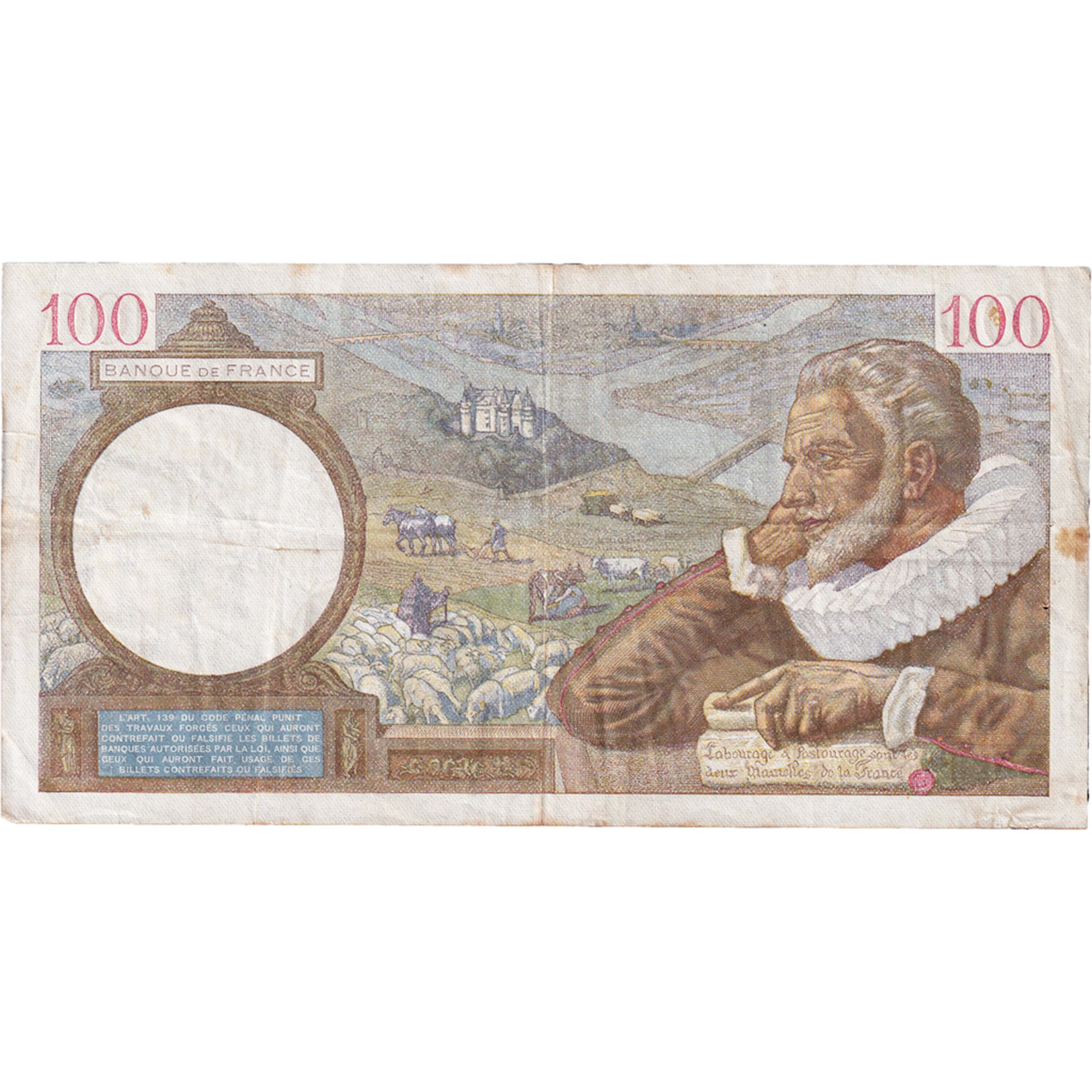 France, 100 Francs, Sully, 1941, W.22131, VF(30-35), Fayette:26.53, KM:94