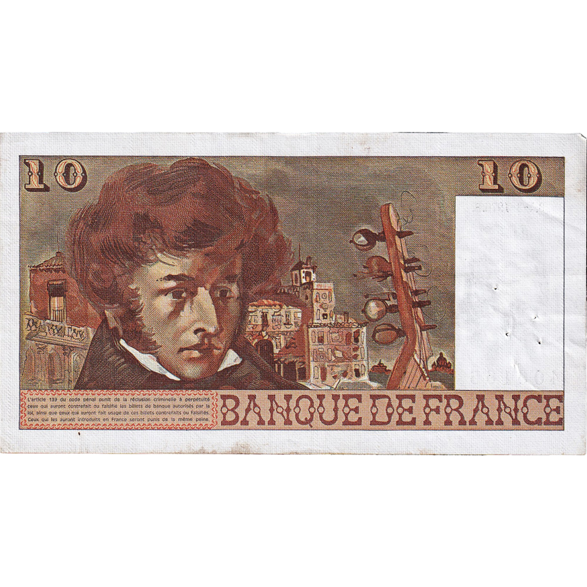 França, 10 Francs, Berlioz, 1976, L.287, EF(40-45), Fayette:63.18, KM:150c