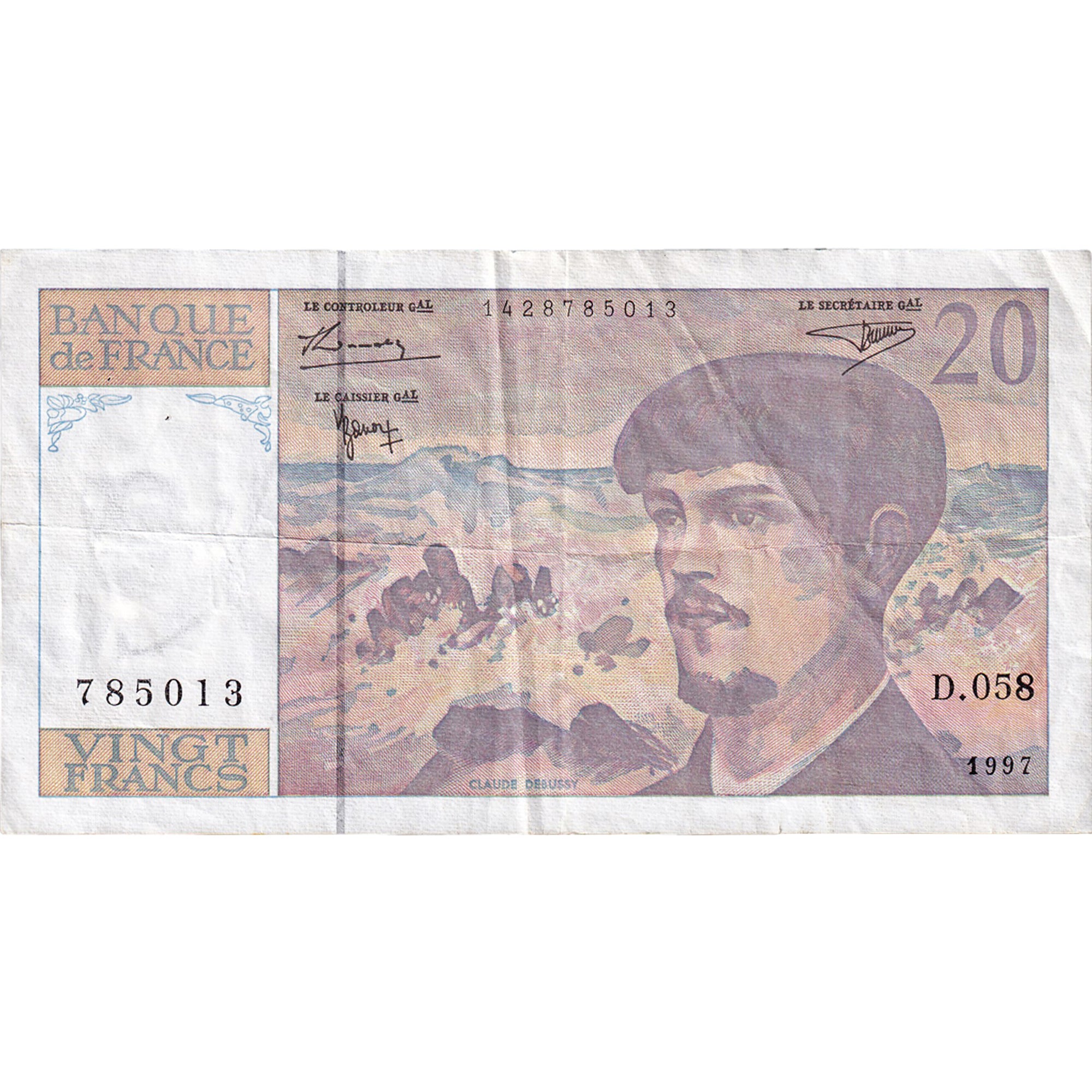 Francia, 20 Francs, Debussy, 1997, D.058, BB, Fayette:66ter.2, KM:151i