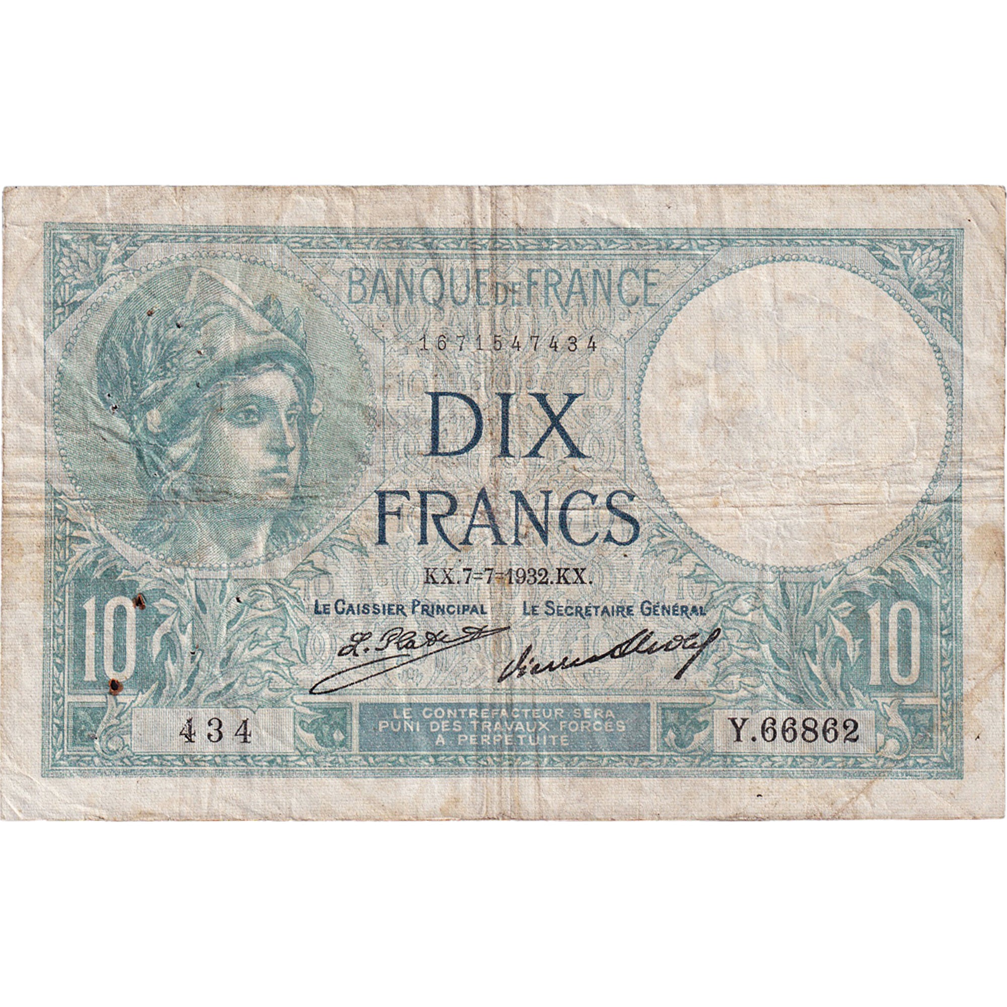 Frankreich, 10 Francs, Minerve, 1932, Y.66862, S, Fayette:6.16, KM:73d