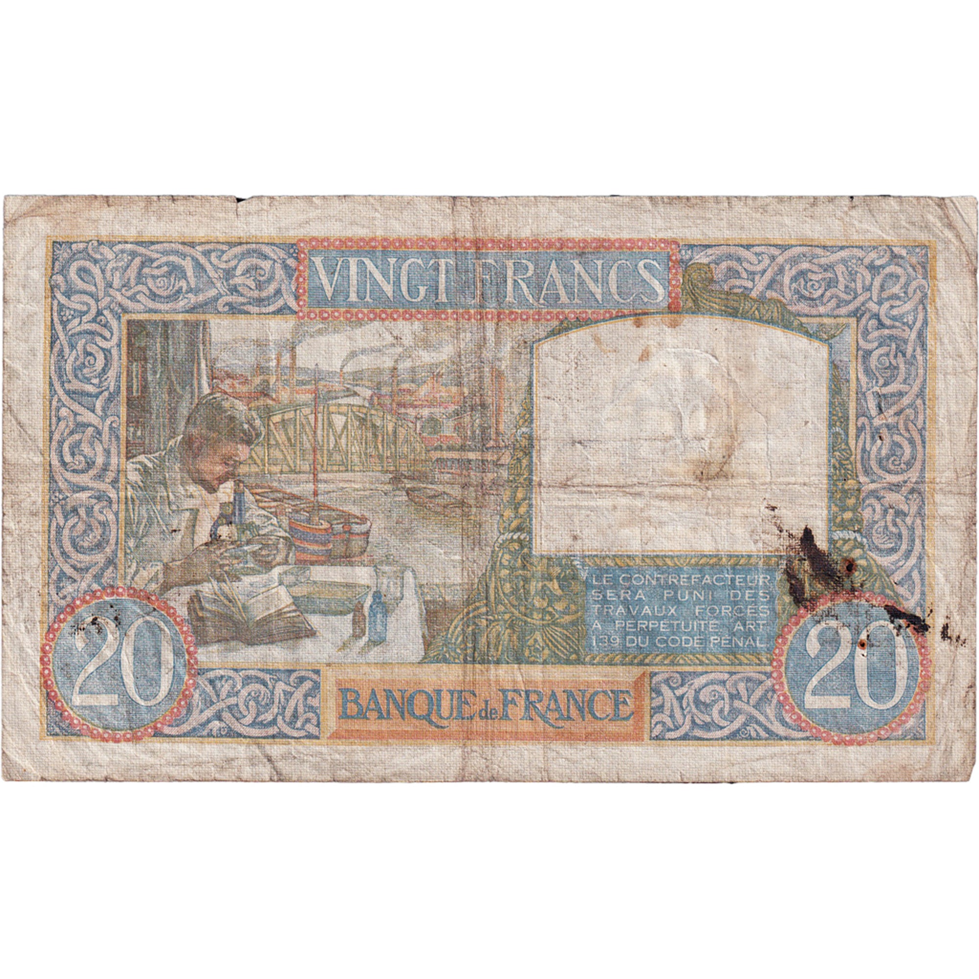 Francja, 20 Francs, Science et Travail, 1940, S.1795, VF(20-25), Fayette:12.10