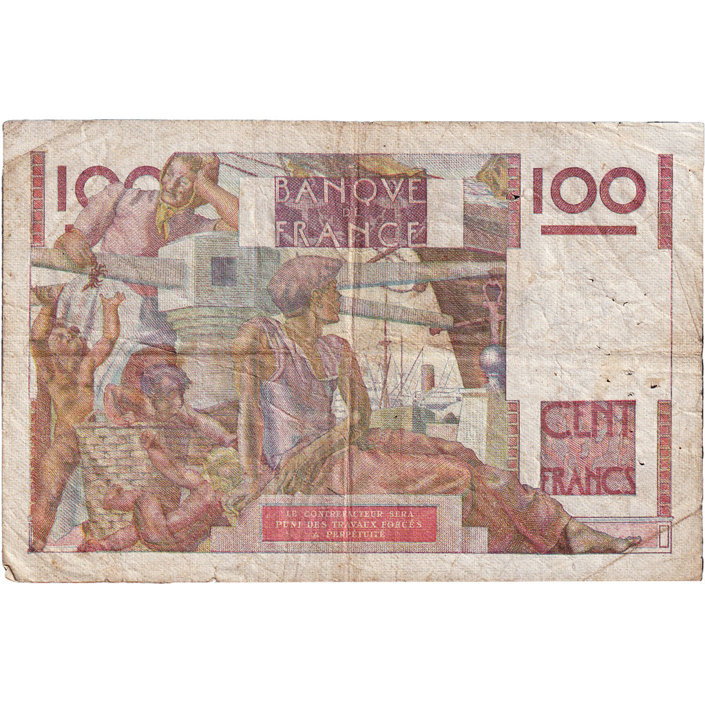 França, 100 Francs, Jeune Paysan, 1946, S.39, VF(20-25), Fayette:28.3, KM:128a