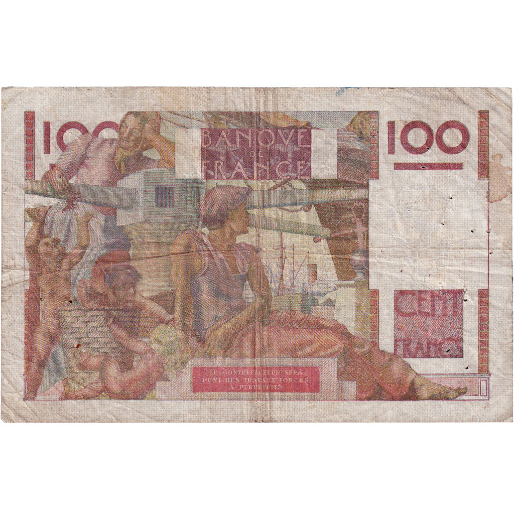 França, 100 Francs, Jeune Paysan, 1946, Q.30, VF(20-25), Fayette:28.2, KM:128a