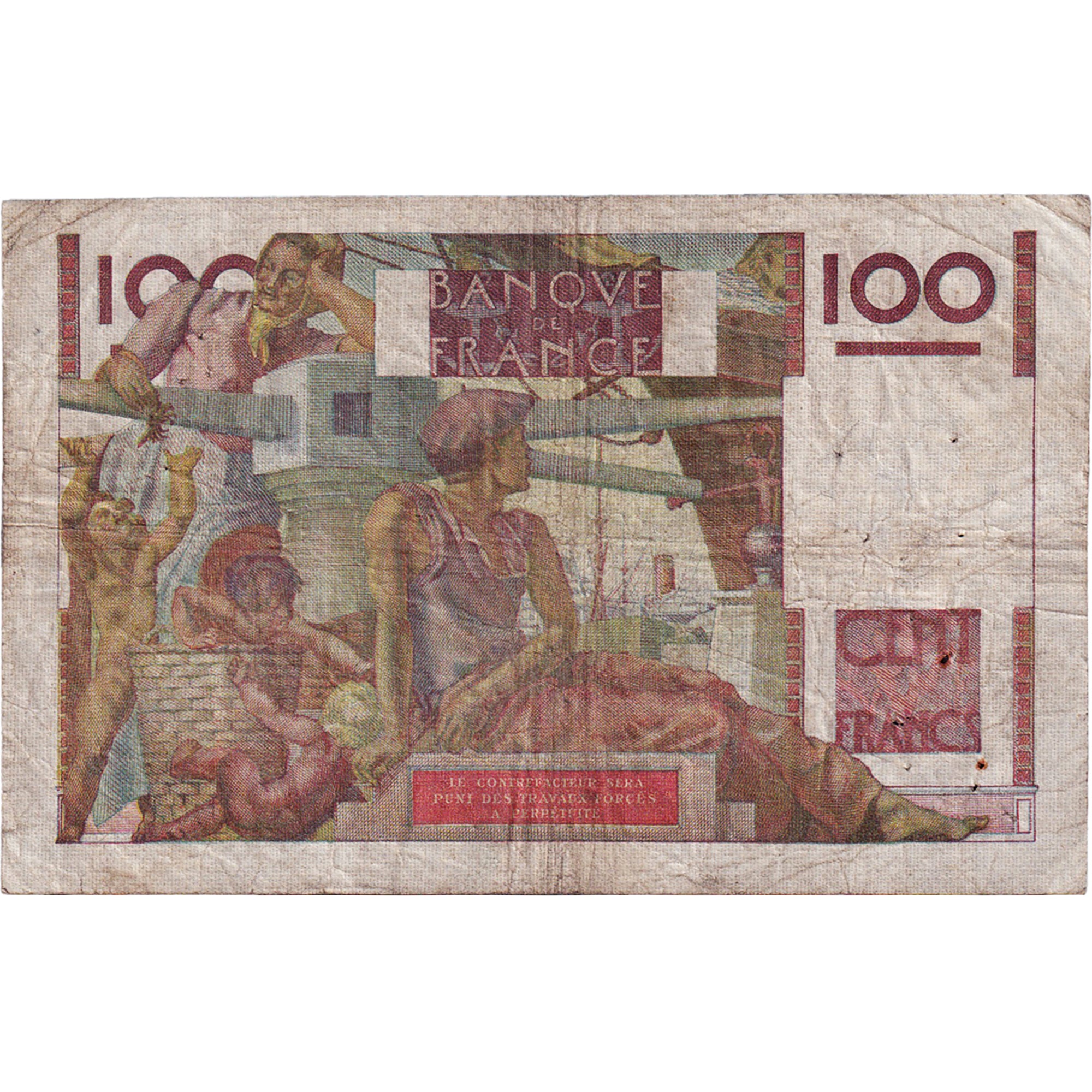 França, 100 Francs, Jeune Paysan, 1946, U.61, VF(20-25), Fayette:28.5, KM:128a