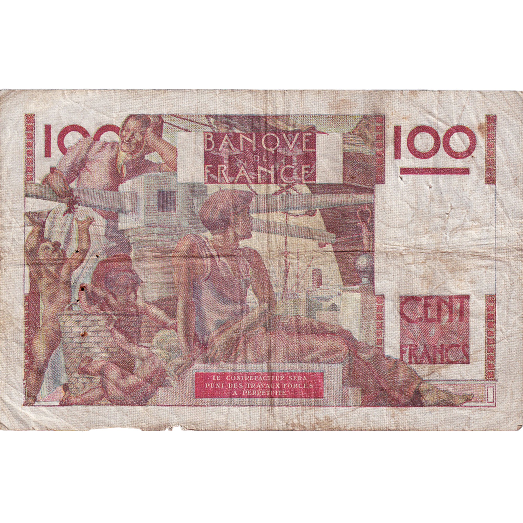 França, 100 Francs, Jeune Paysan, 1947, O.184, VF(30-35), Fayette:28.13