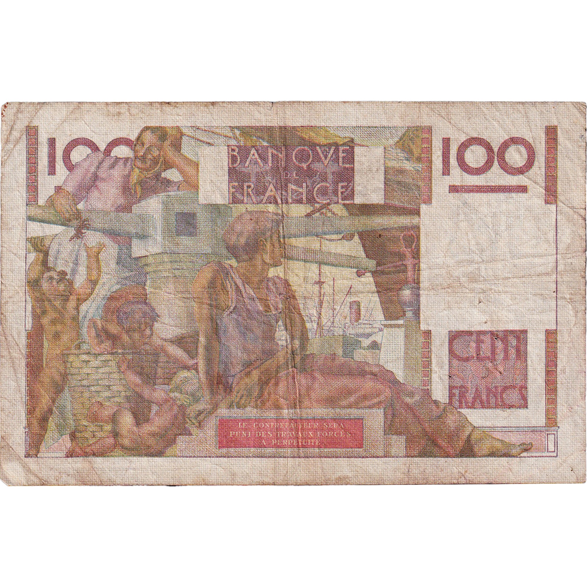 França, 100 Francs, Jeune Paysan, 1949, U.331, VF(20-25), Fayette:28.24