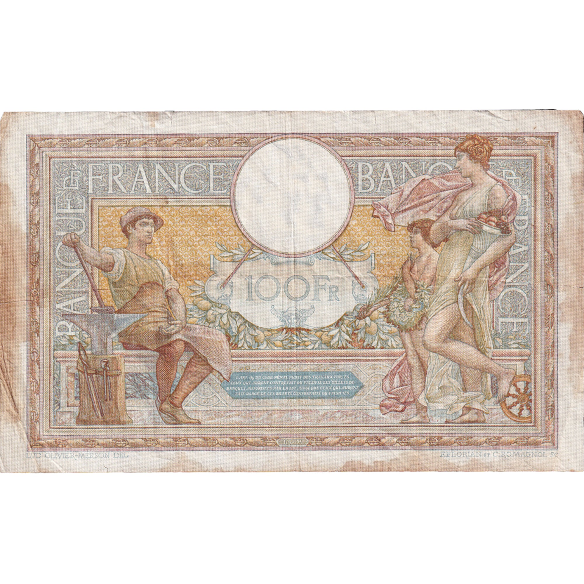 Frankreich, 100 Francs, Luc Olivier Merson, 1938, K.57095, SS, Fayette:27.8