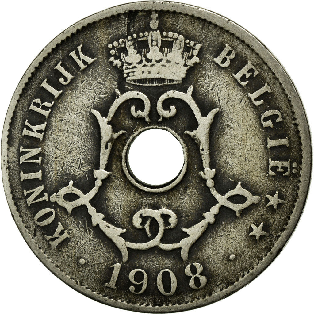 Coin, Belgium, 25 Centimes, 1908, VF(30-35), Copper-nickel, KM:63